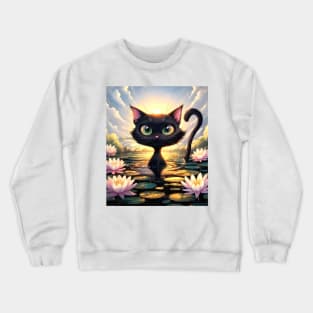 Cat Monet: Making waves gracefully Crewneck Sweatshirt